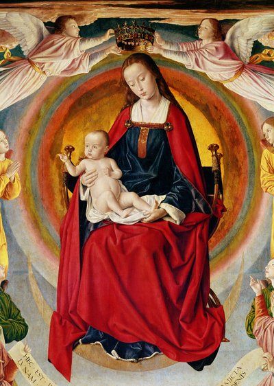 The Coronation of the Virgin (detail) by Master of Moulins